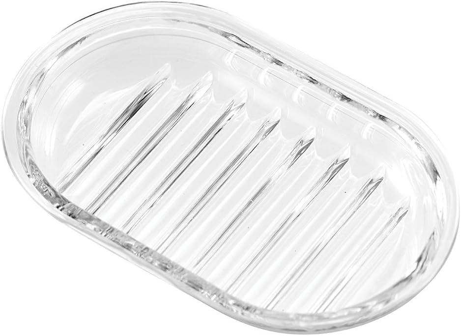 Clear Round Plastic Bar Soap Holder with Textured Base