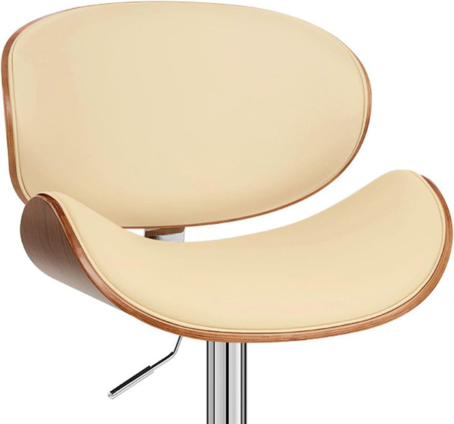 Armen Living Naples Mid-Century Faux Leather Bar Stool in Cream