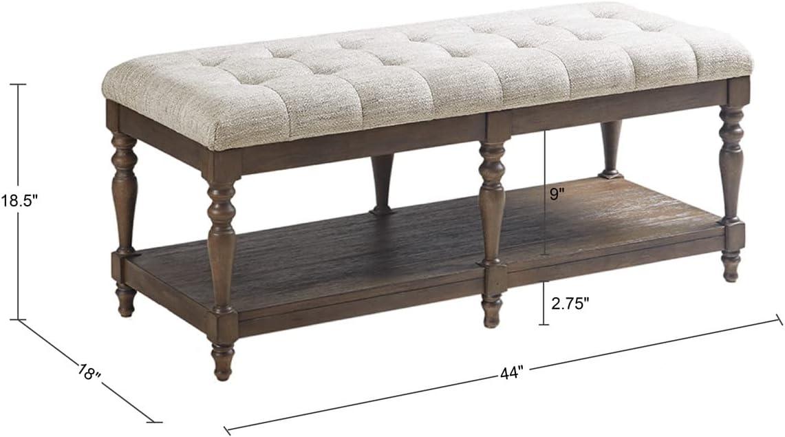 Martha Stewart Highland Tufted Accent Bench with Shelf