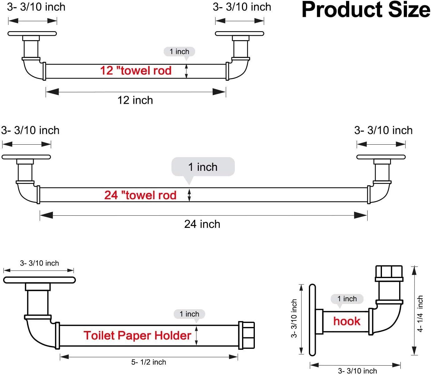 Industrial Matte Gray Steel Wall Mounted Towel Bar Set