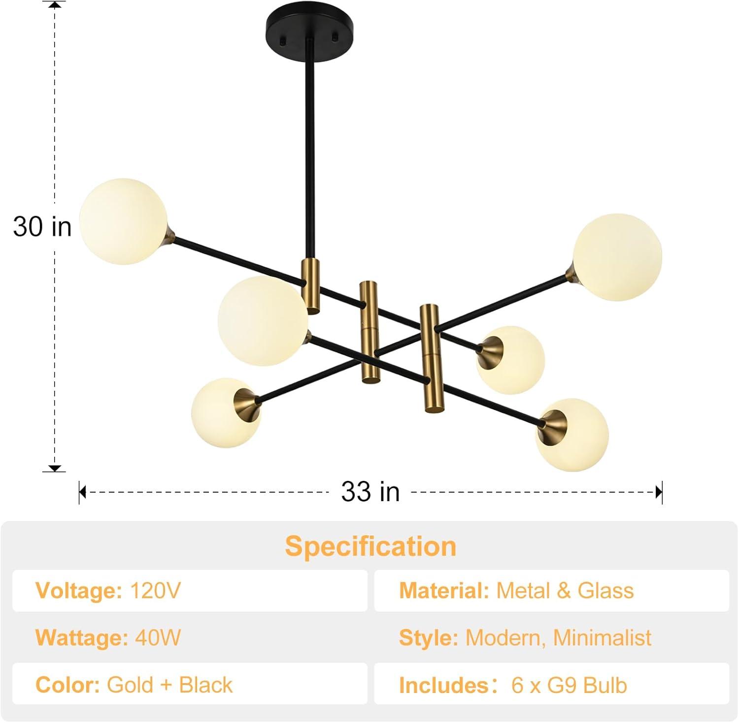 Cobina 6 - Light Dimmable Sputnik Sphere Chandelier