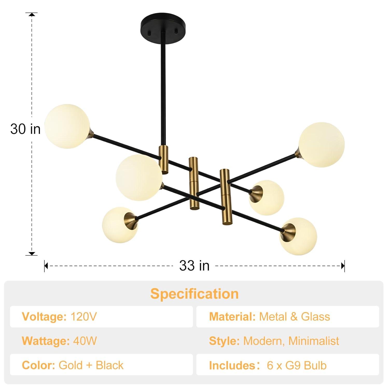 Cobina 6 - Light Dimmable Sputnik Sphere Chandelier