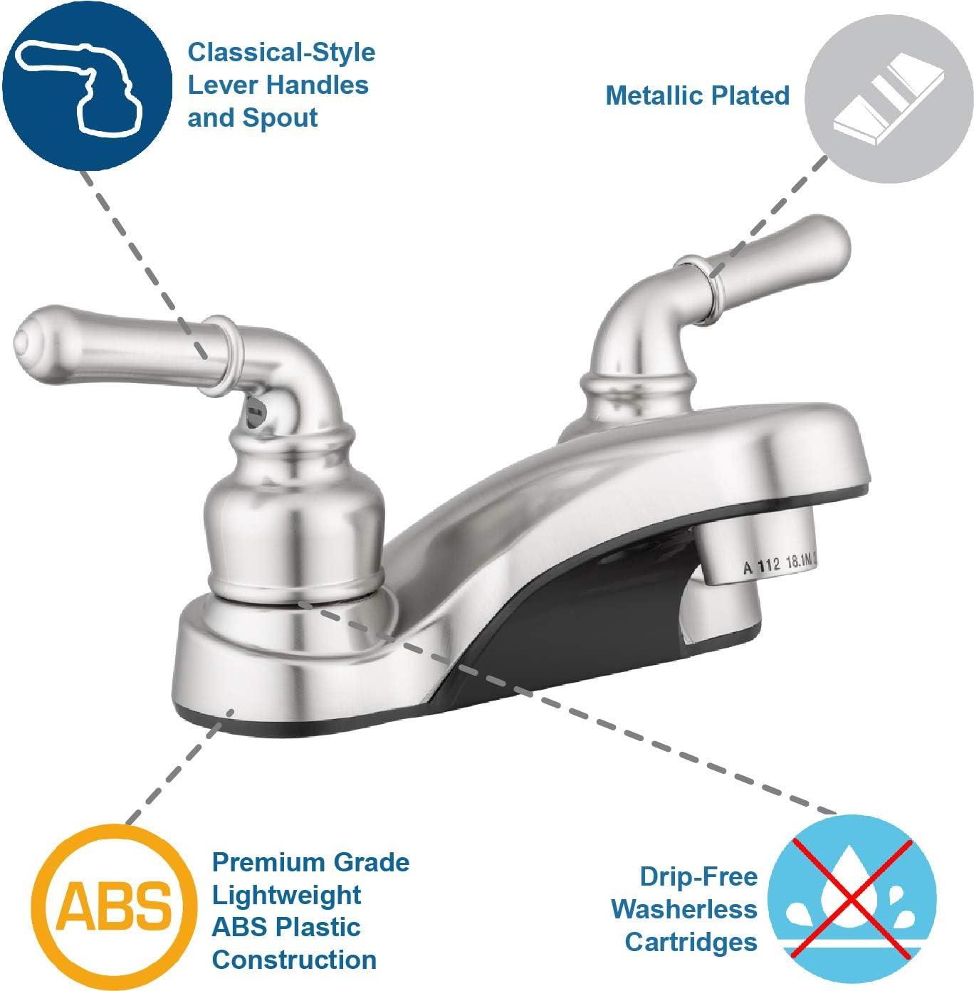 Pacific Bay Lynden Bathroom Sink Faucet Metal-Plated ABS Water Faucet, Brushed Satin Nickel