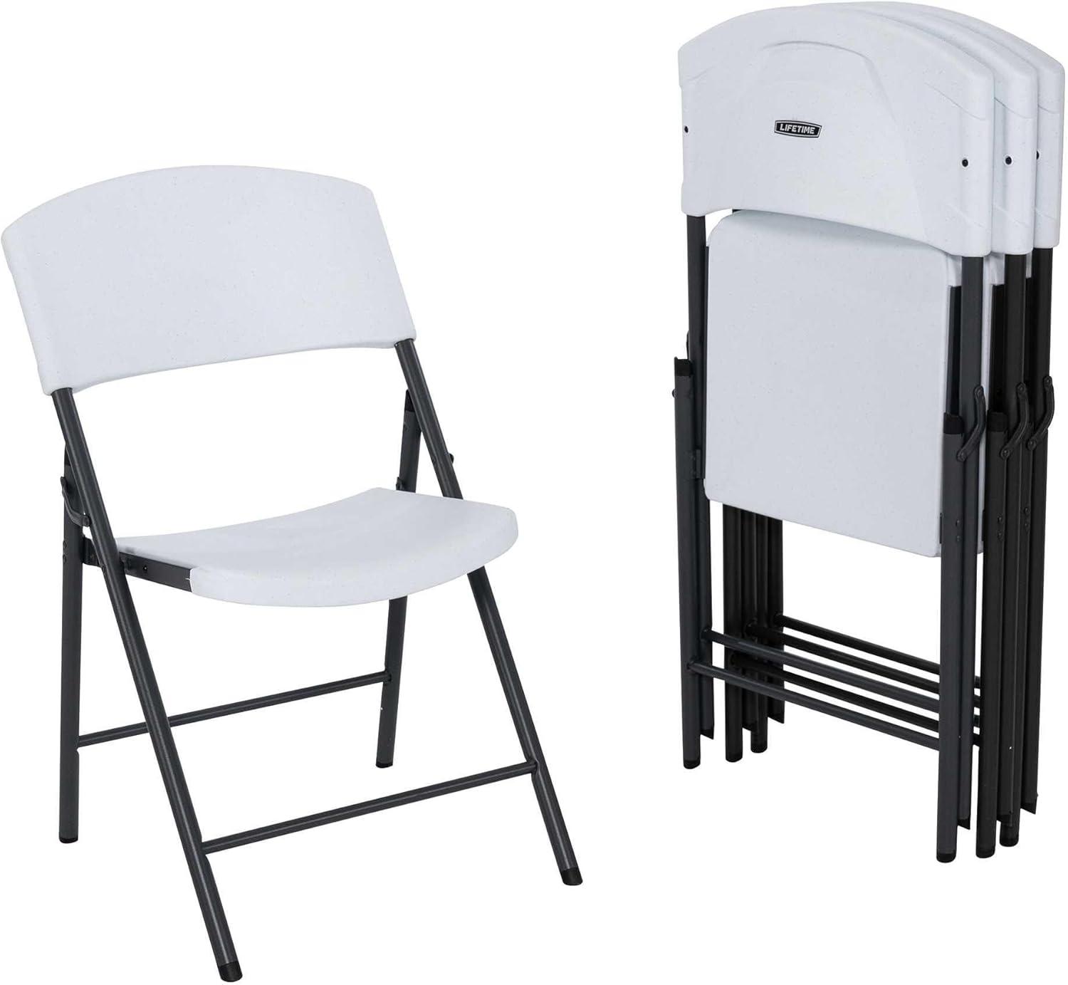 Lifetime White Plastic Folding Chairs with Steel Frame, 4-Pack