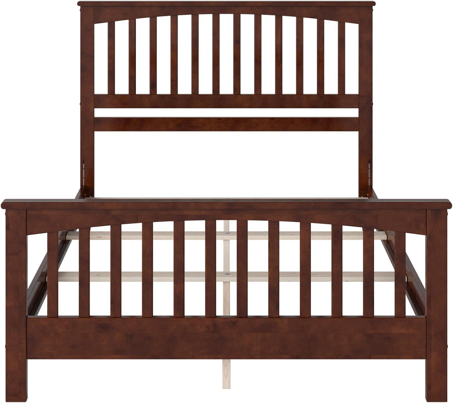 Brooklyn Queen Wood Foundation Bed with Matching Footboard in Walnut