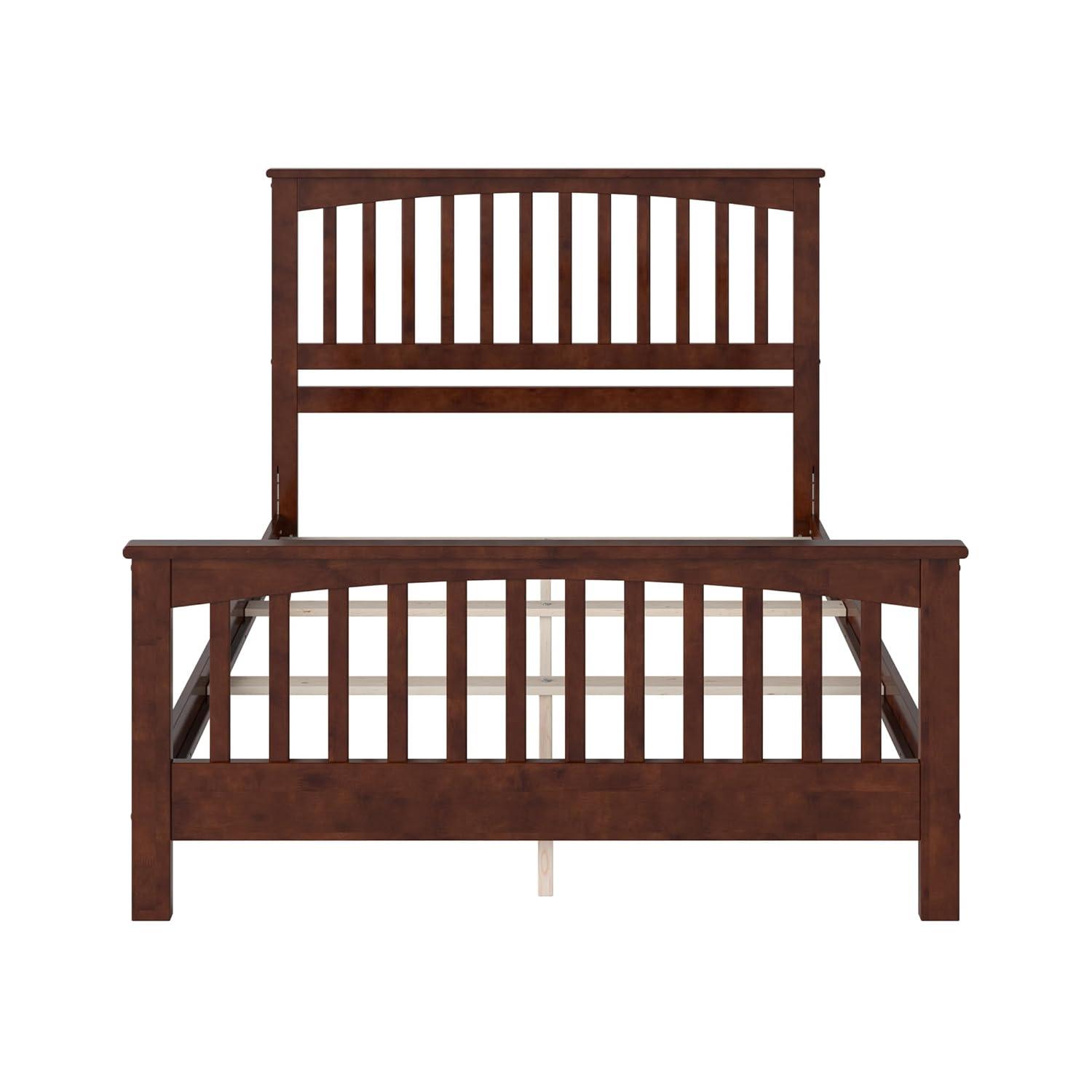 Brooklyn Queen Wood Foundation Bed with Matching Footboard in Walnut