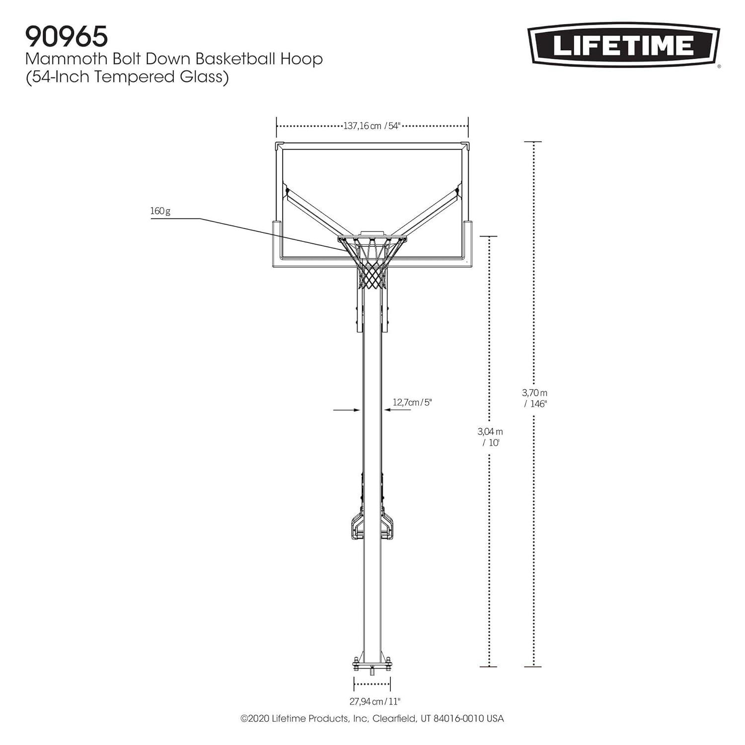 Lifetime 54" Mammoth Bolt Down Basketball Hoop