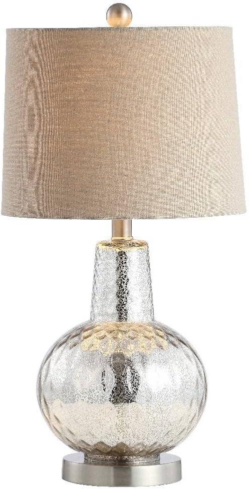 Atlas 24" Silver Mercury Glass Table Lamp with Ivory Shade