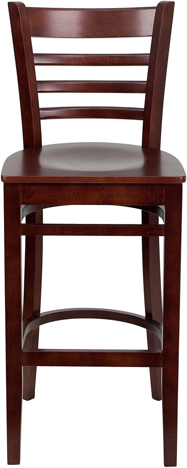 Elegant Mahogany Wood Ladder Back Barstool with Footrest