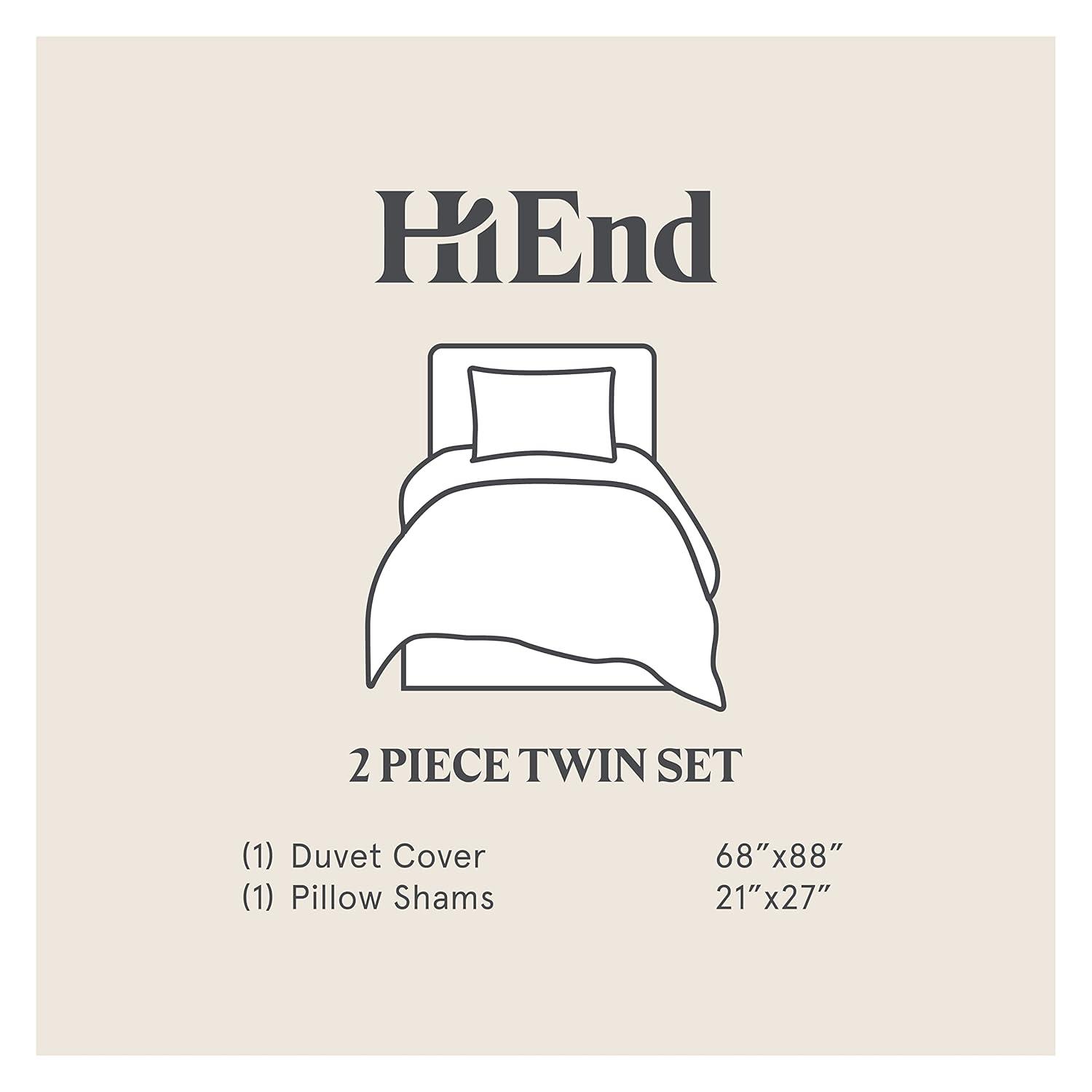 HiEnd Accents Embroidered Border 100% Cotton Modern Contemporary 3 Piece Duvet Cover Set