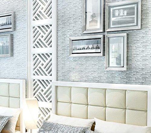 Metallic Glass Tile Linear Mosaic Sparkle Silver Crystal Glass Chrome Stain Resistant for Kitchen Backsplash Bathroom & Shower Wall Tiles (3"x12" Sample)