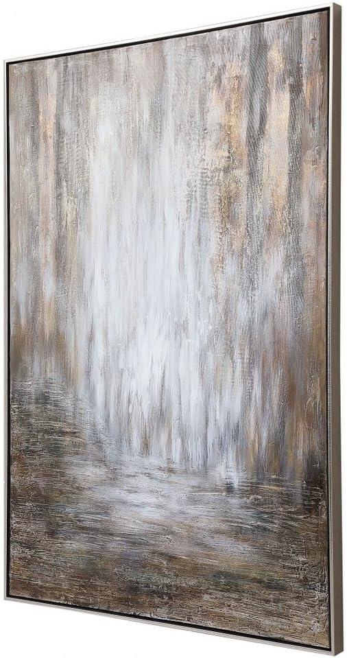 Desert Rain 61.25" Abstract Canvas Art in Brown and Silver