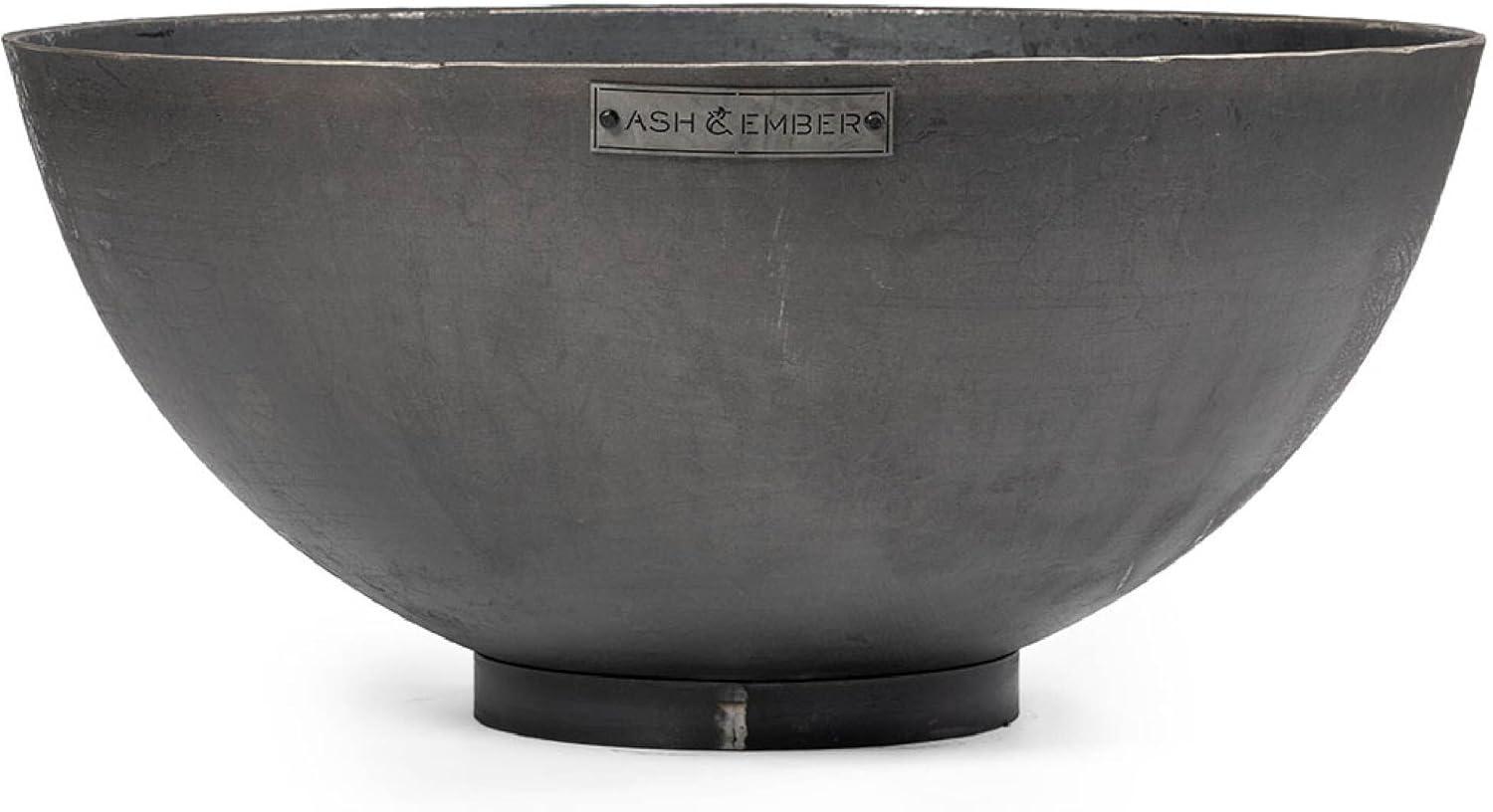 Ash & Ember 42" Hemisphere Fire Pit, Wood Burning Backyard Fireplace, Round Flat Flanged Base, Cast Iron Patina Fire Bowl, Portable Outdoor Firepit Ideal for Backyard Parties and Camping