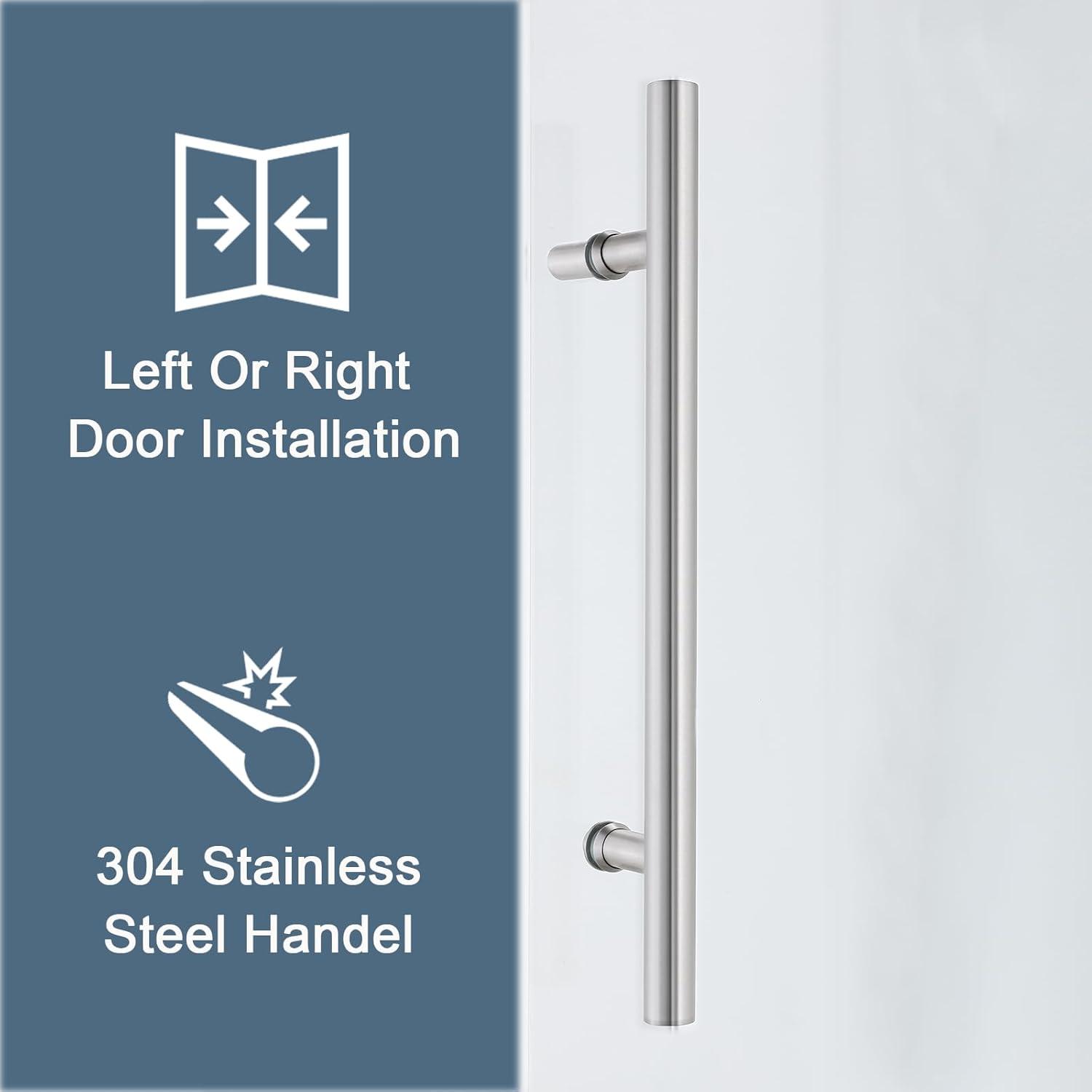 Frameless Sliding Shower Door, 76 x (44-48) Inch Frameless Shower Door, 5/16" (8mm) Clear Tempered Glass in Brushed Nickel Finish, Glass Shower Door