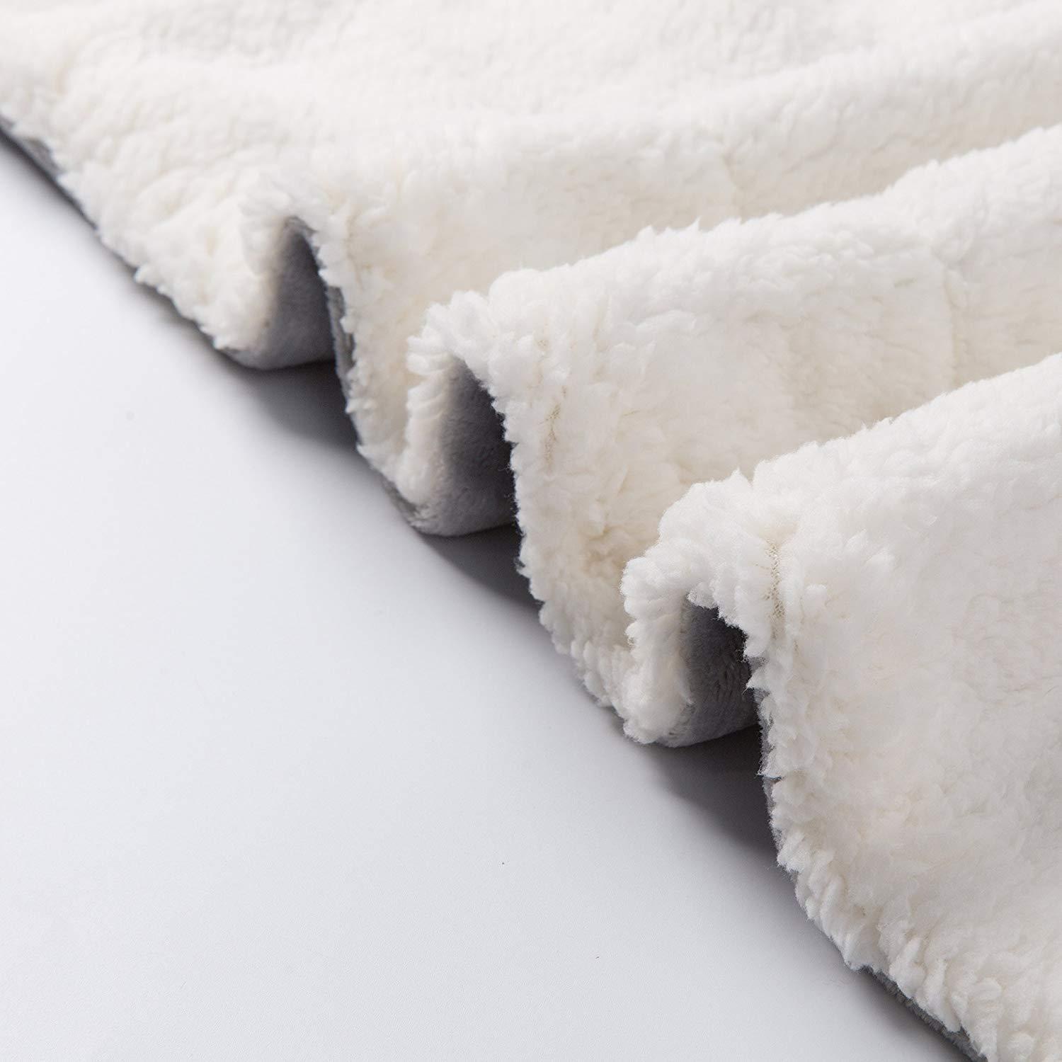 NANPIPER Sherpa Twin Thick Warm Reversible Velvet Plush Blanket for Winter - Super Soft Fuzzy Flannel Fleece Wool Like (Light Grey Twin Size 60"x80")