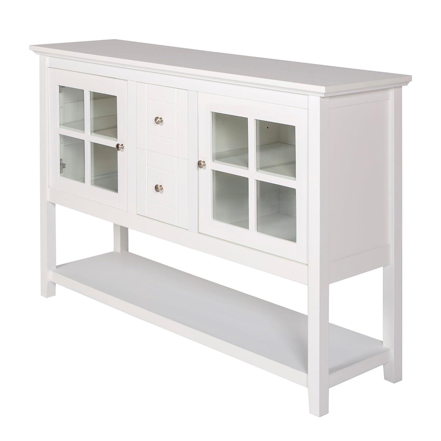 Walker Edison 52" Wood Console Table Buffet TV Stand for TV's up to 55" - White