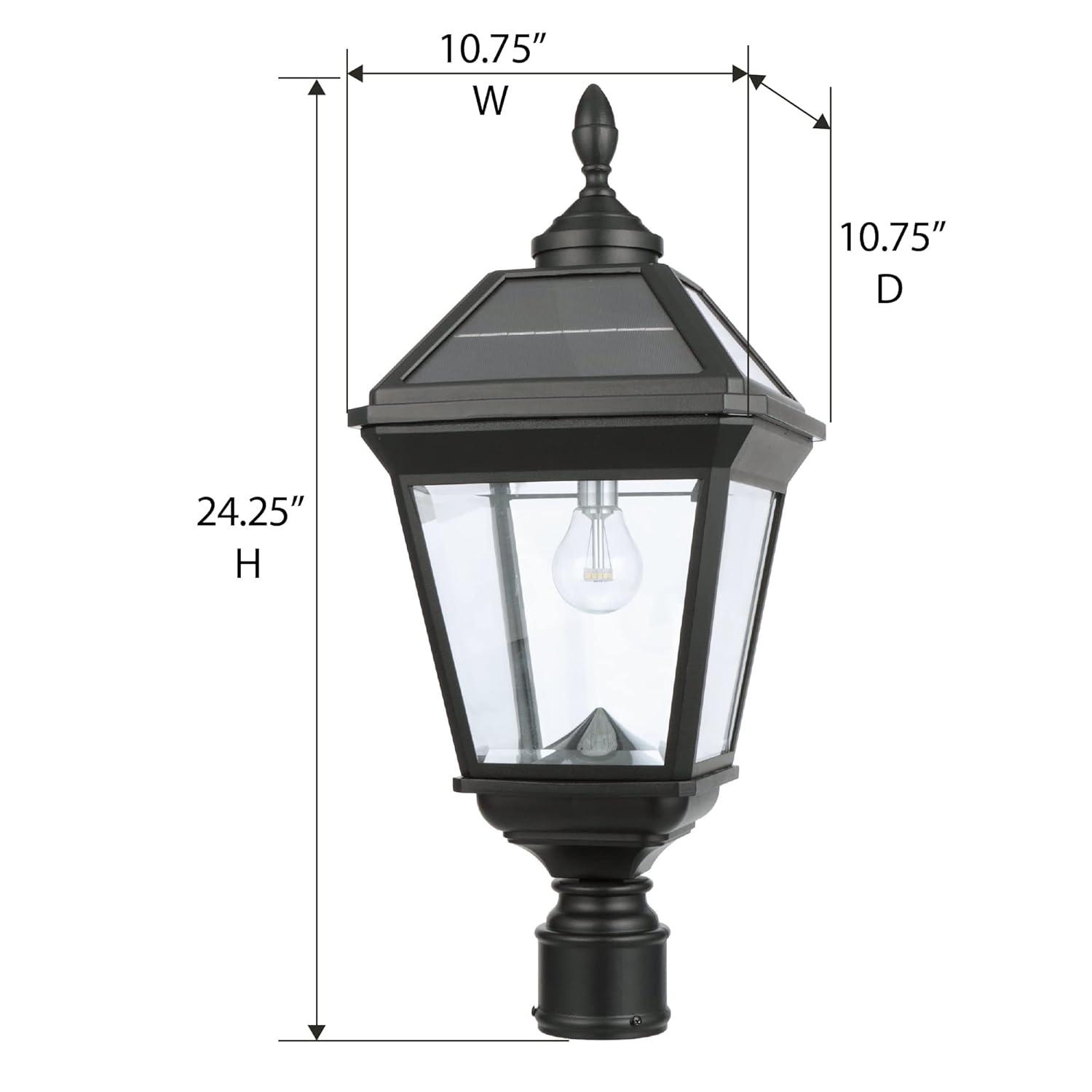 Gama Sonic Imperial Bulb Solar Lamp -3 Inch Fitter Mounts - Black Finish