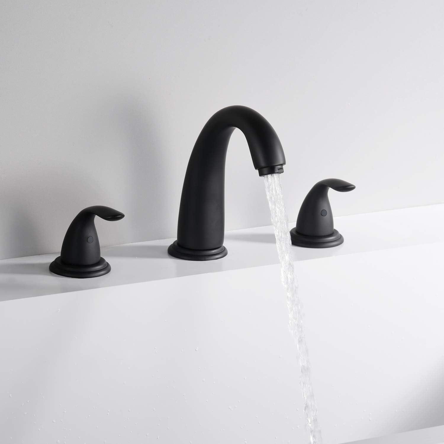 Sumerain Matte Black Roman Tub Faucet with Valve, 3 Hole Deck Mount Bathtub Faucet High Flow