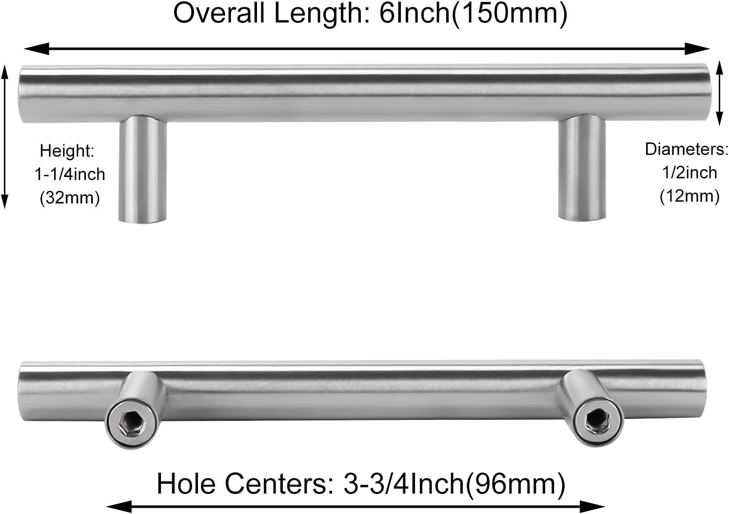 homdiy 10 Pack Brushed Nickel Cabinet Pulls 3 Inch Kitchen Cabinet Handles Stain Steel Cabinet Hardware for Kitchen and Bathroom Cabinets, 5 Inch Overall Drawer Pull