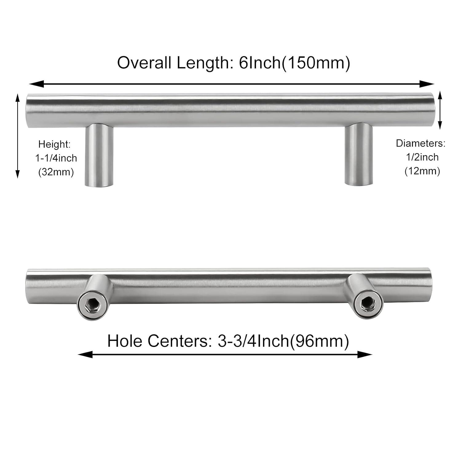 homdiy 10 Pack Brushed Nickel Cabinet Pulls 3 Inch Kitchen Cabinet Handles Stain Steel Cabinet Hardware for Kitchen and Bathroom Cabinets, 5 Inch Overall Drawer Pull