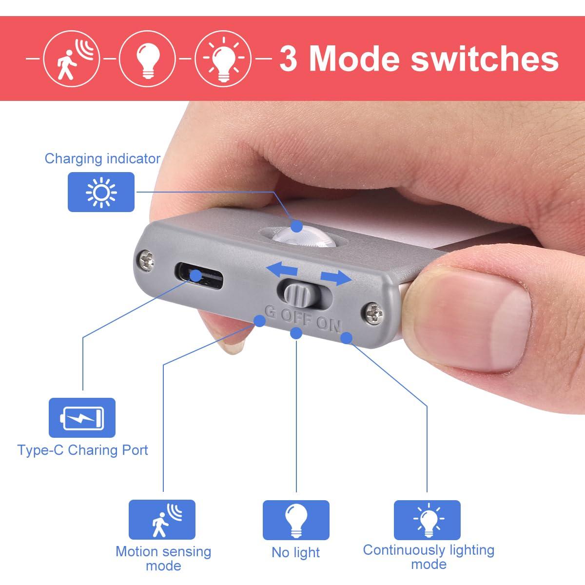 LEPOTEC 2022 30 LED Under Counter Closet Lighting, Pantry Light, LED Motion Sensor Cabinet Light Battery Powered Operated Light 2500mah Rechargeable Wireless Motion Sensor Closet Light