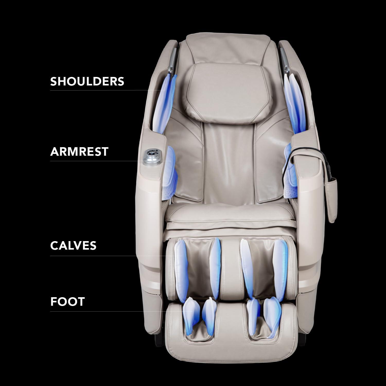 Taupe 3D Massage Chair with Intelligent Fatigue Detection