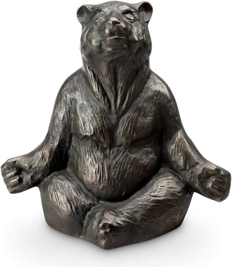 SPI Home Cast Aluminum Contented Yoga Bear Garden Sculpture 12 Inches High