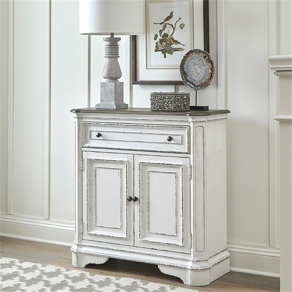 White Oak and Birch Veneer Accent Cabinet with Adjustable Shelving