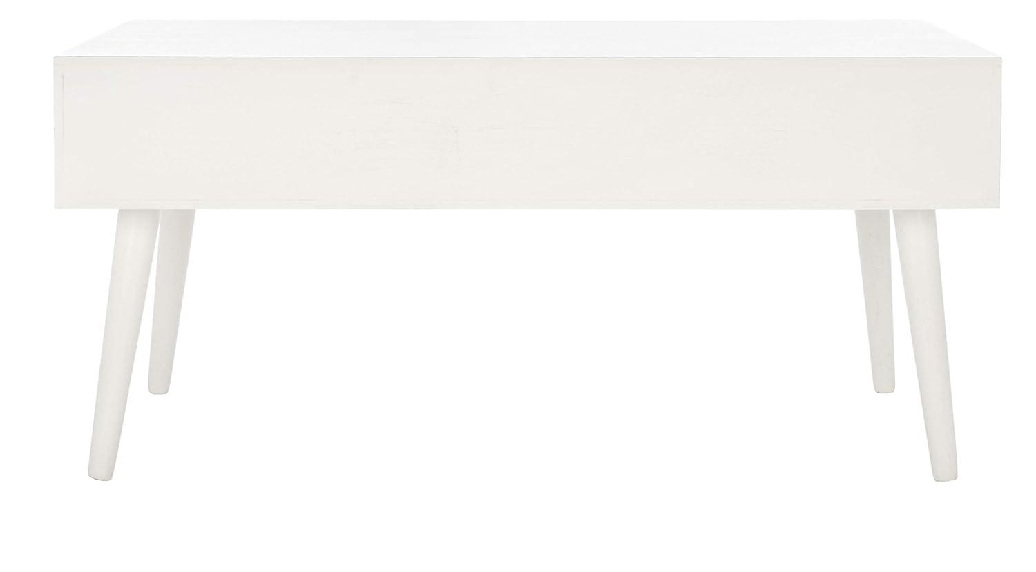 Mozart Mid-Century Coffee Table - Distressed White - Safavieh