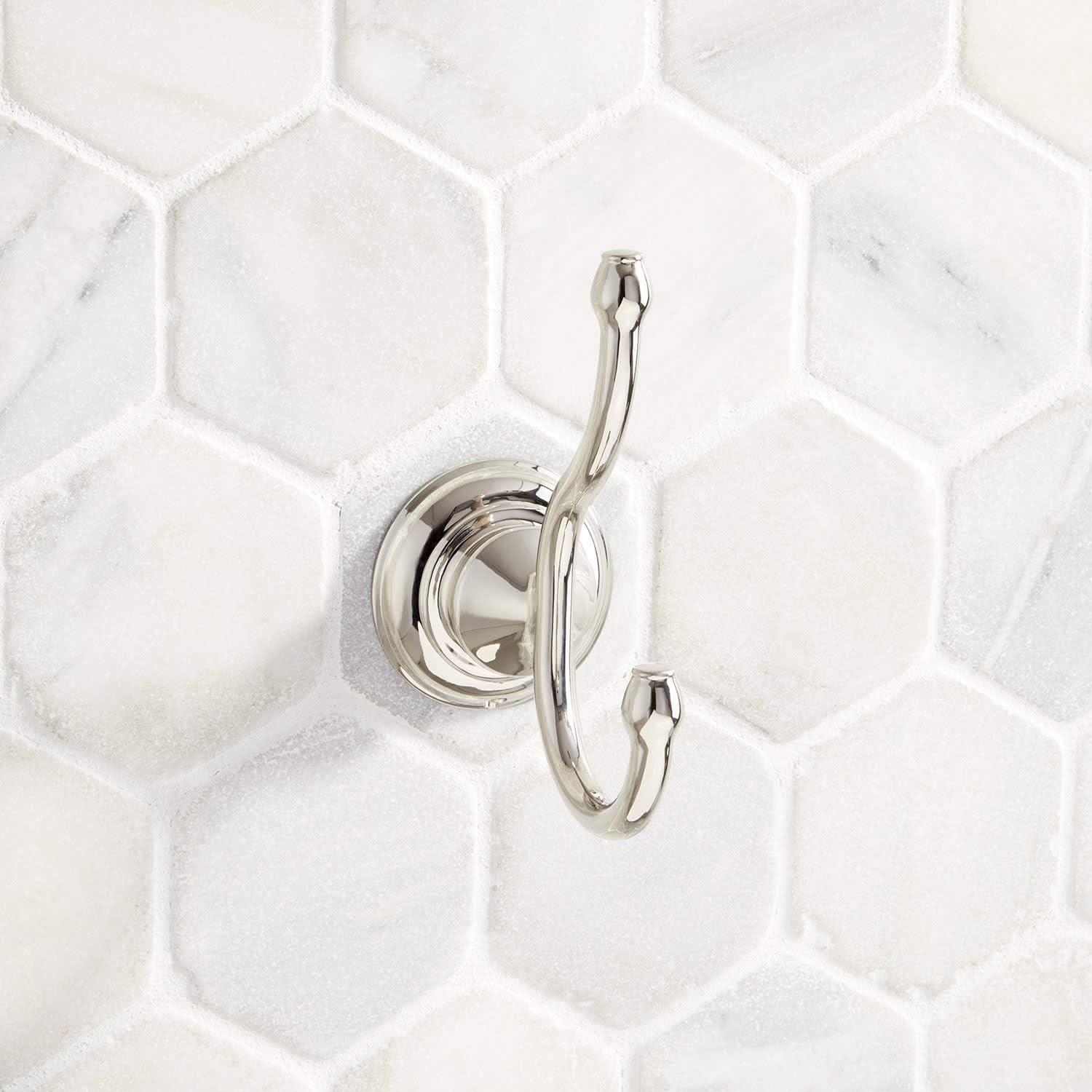 Polished Nickel Traditional Double Wall-Mounted Robe Hook