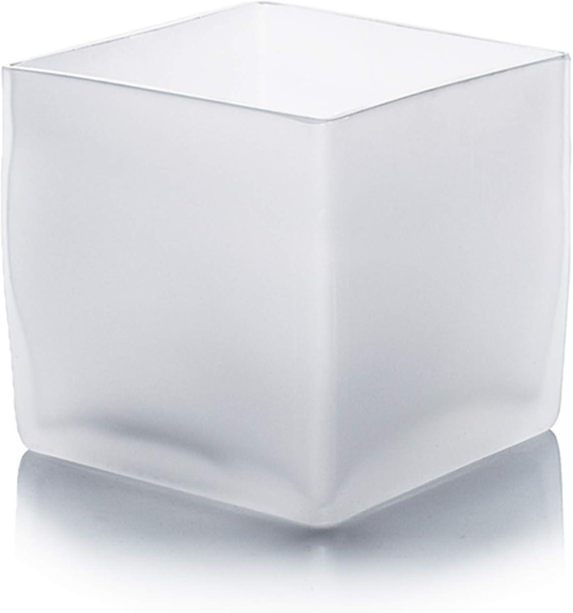 Elegant Frosted Glass Cube Vase 5"x5"x5" for Sophisticated Decor