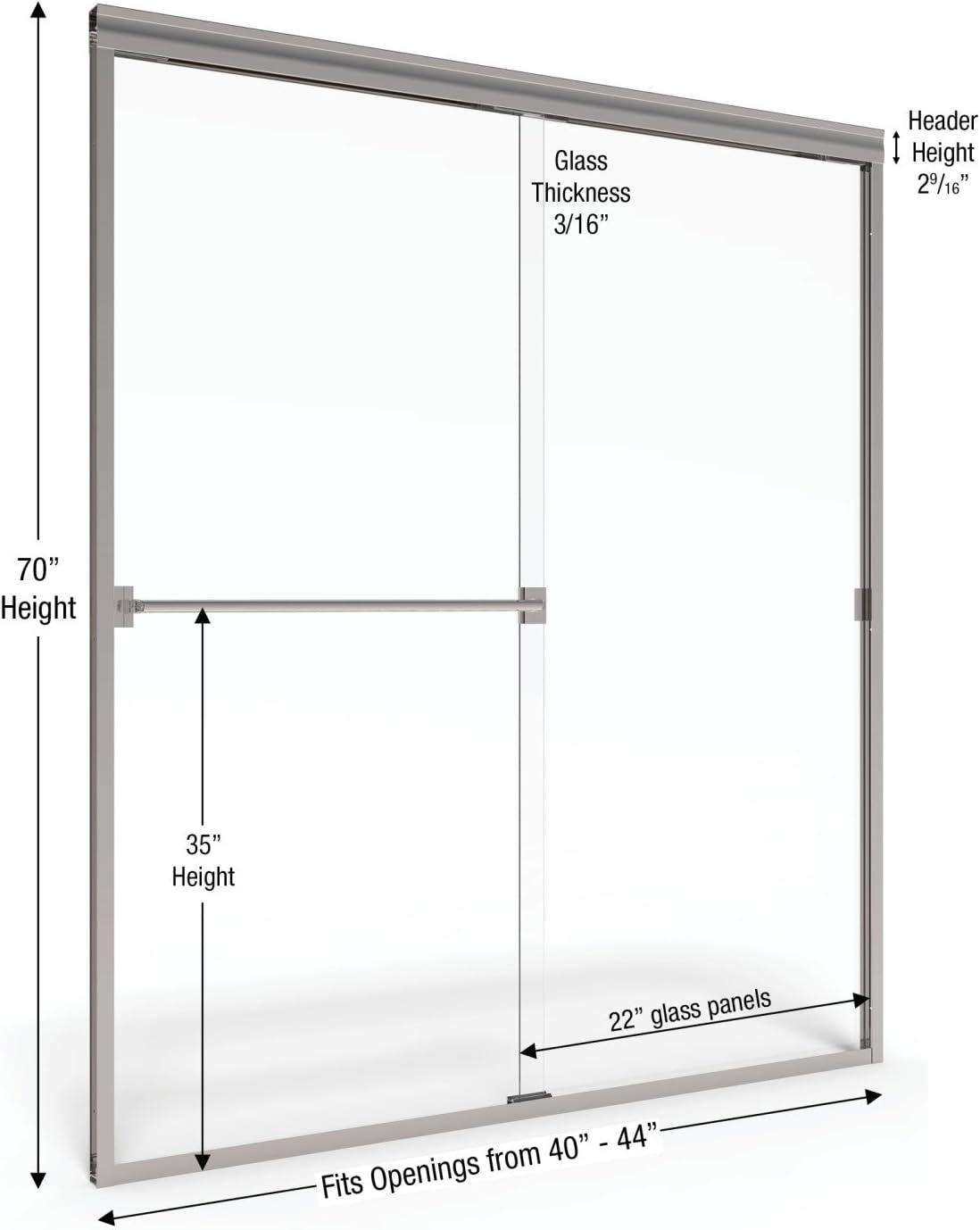 Classic 44 W x 70 H Bypass Frameless Shower Door