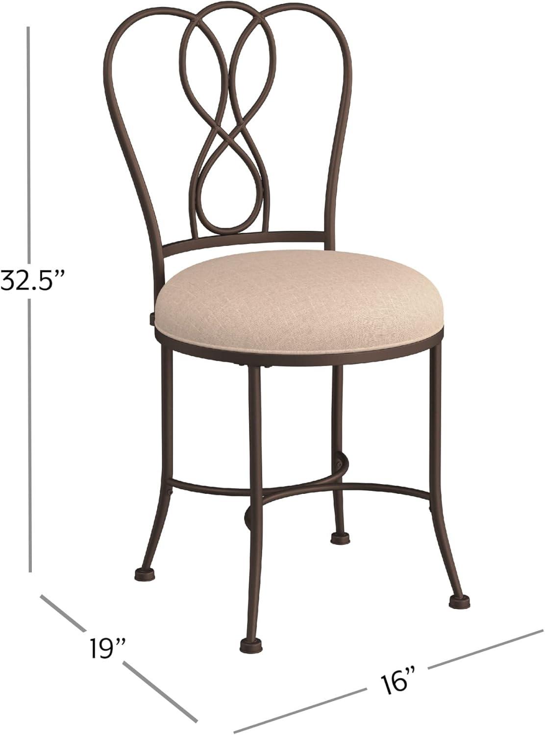 18.5" Christina Metal Vanity Stool Bronze/Cream - Hillsdale Furniture