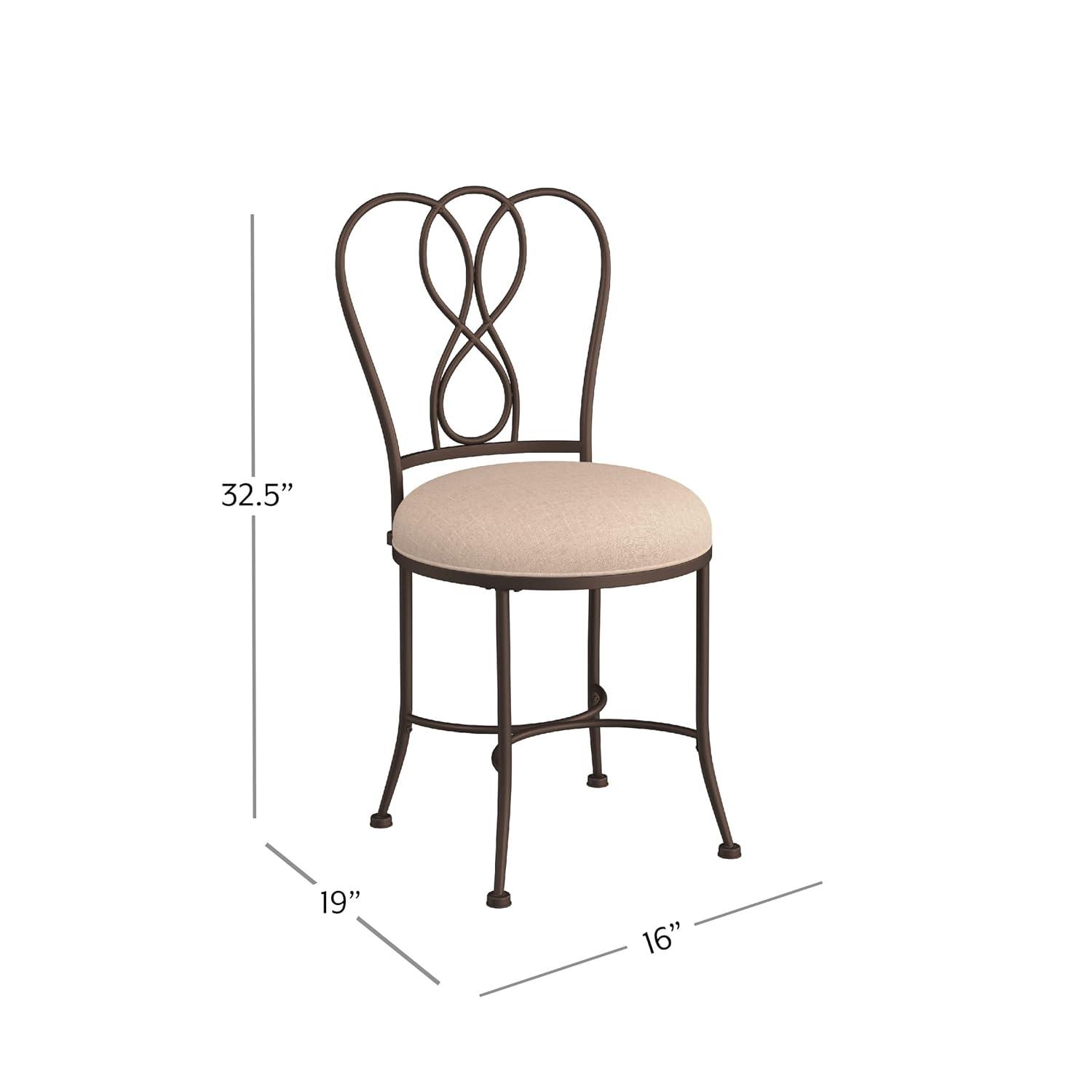 18.5" Christina Metal Vanity Stool Bronze/Cream - Hillsdale Furniture