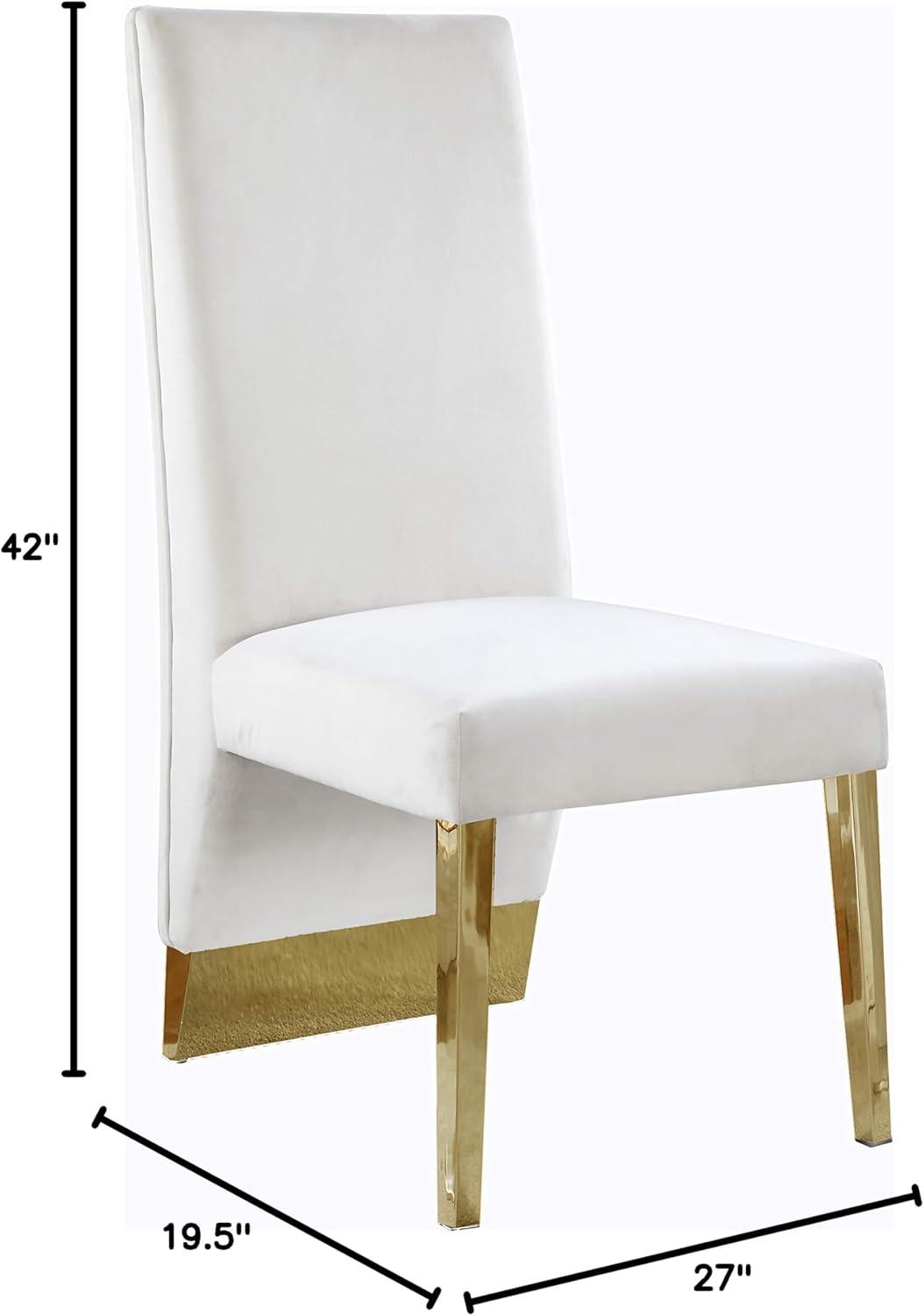 Meridian Furniture Porsha 19"H Velvet Dining Chair in Cream (Set of 2)