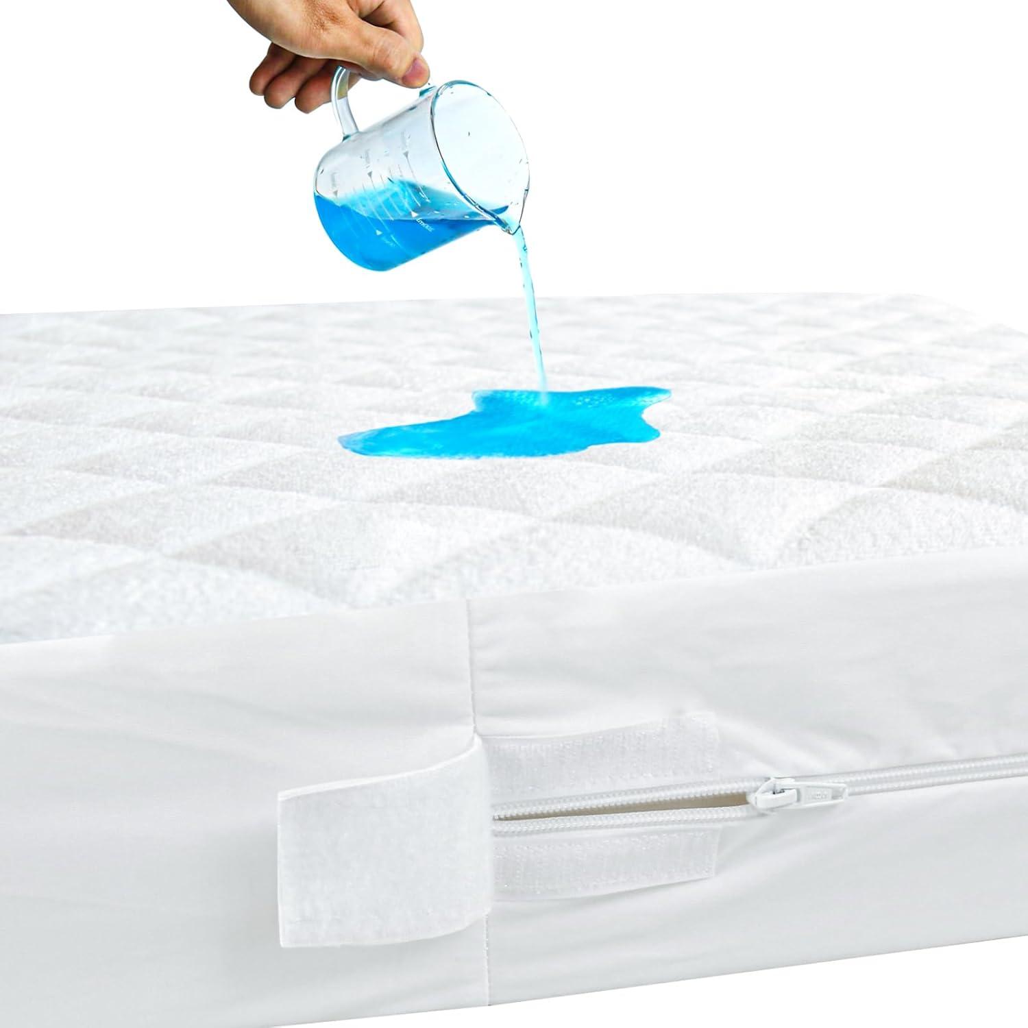 Biloban Waterproof Zippered Polyester Mattress Encasement, Crib Bed