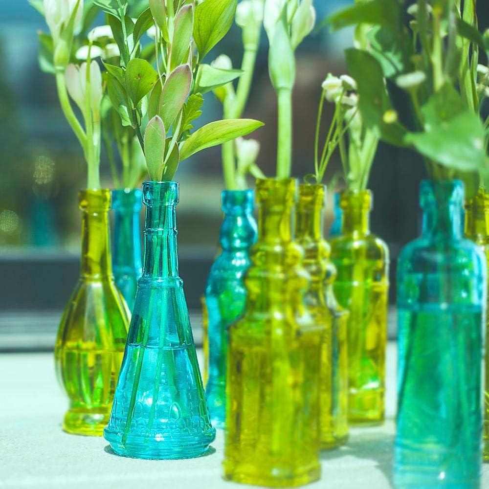 PaperLanternStore.com Marguerite Turquoise Vintage Glass Bottle Glassware Flower Vase