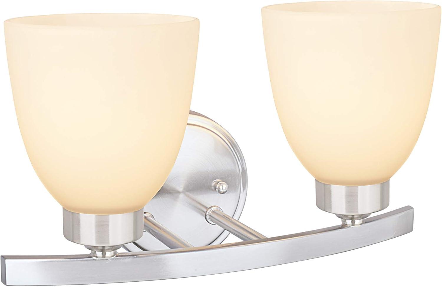 Satin Nickel Frosted Glass 2-Light Vanity Fixture