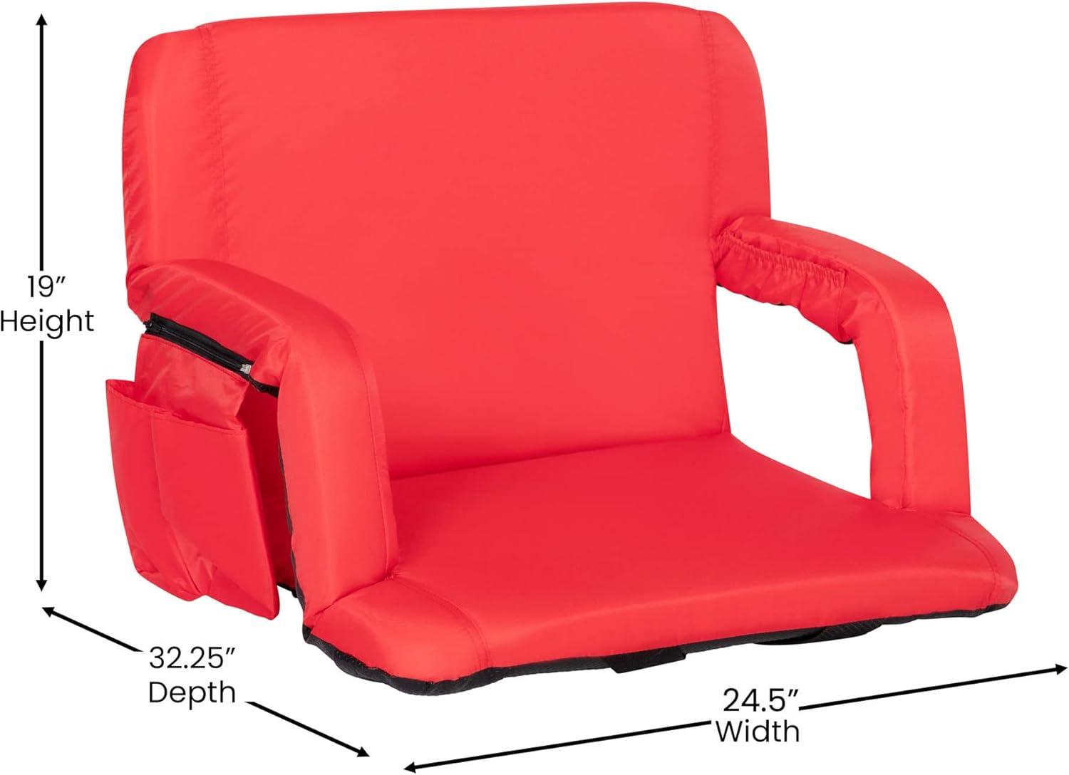 Extra Wide Red Reclining Stadium Chair with Backpack Straps