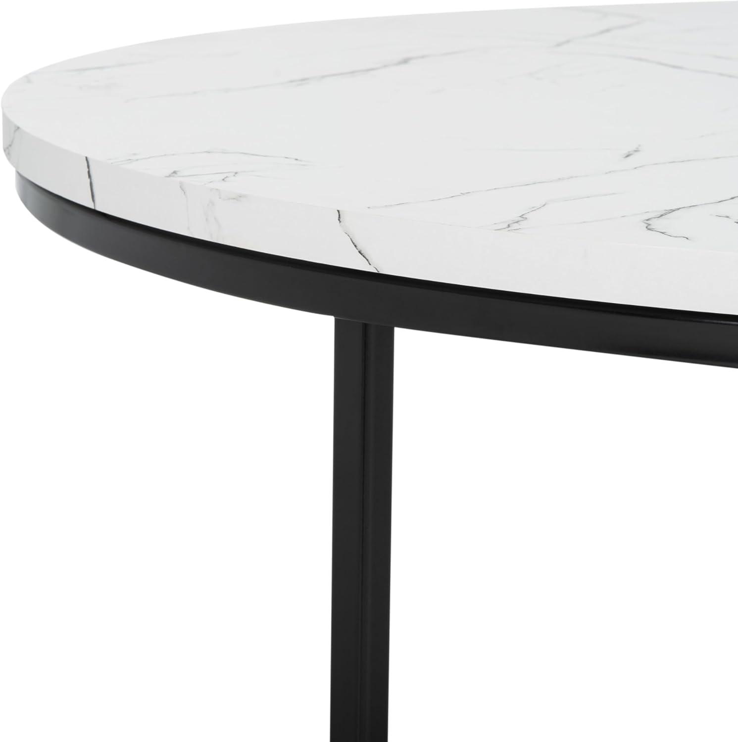 Pia Marble Coffee Table - White Marble/Black - Safavieh