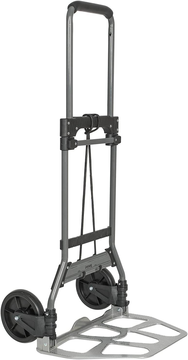 Folding Hand Truck and Dolly, 264 Lb Capacity Heavy-Duty Luggage Trolley Cart with Telescoping Handle and PP+EVA Wheels