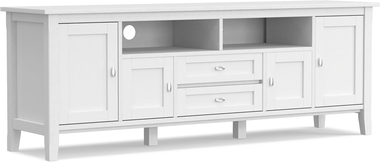 Simpli Home Warm Shaker 72"W Solid Wood TV Stand for TVs up to 80" with 4 Storage Cabinets and 2 Drawers