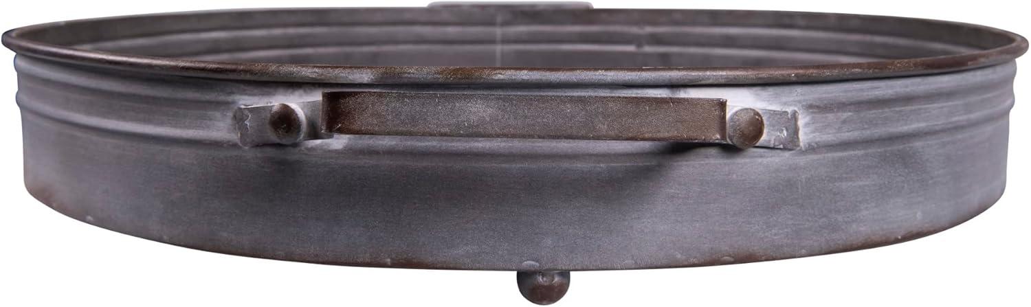Creative Co-Op Round Decorative Iron Tray with Handles