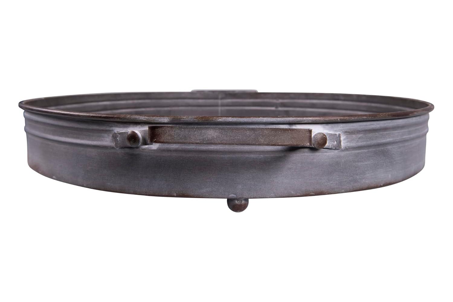 Creative Co-Op Round Decorative Iron Tray with Handles