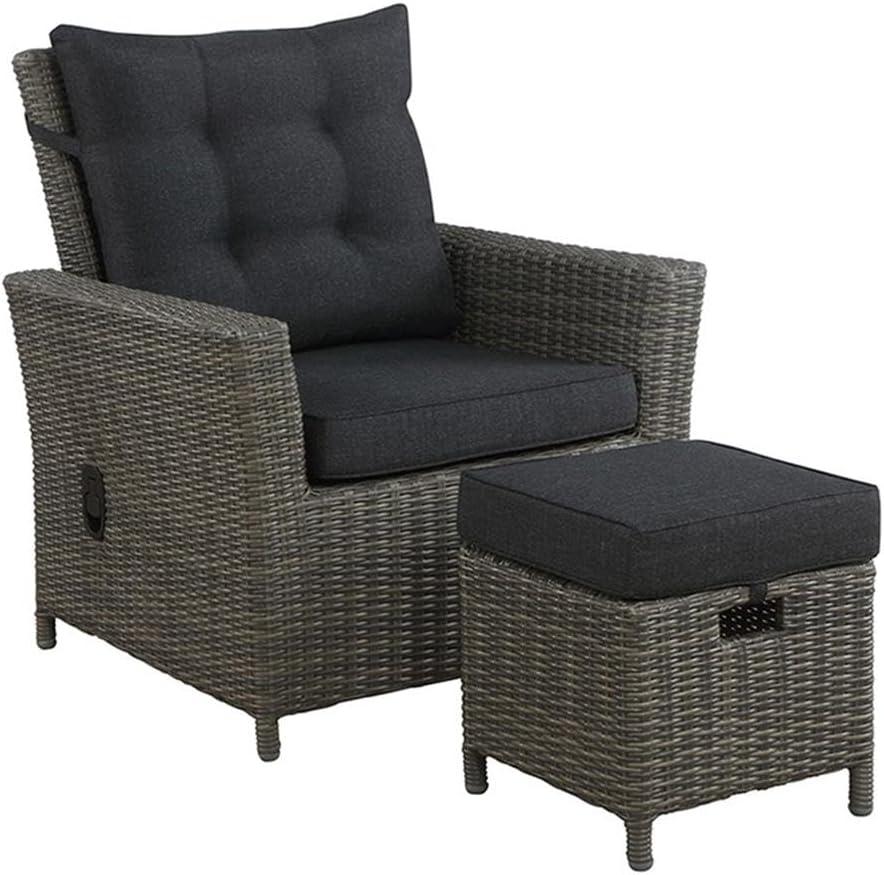 2pc Asti Wicker Outdoor Recliner & 15" Ottoman Patio Seating Set - Gray - Alaterre Furniture: All-Weather, No Assembly Required