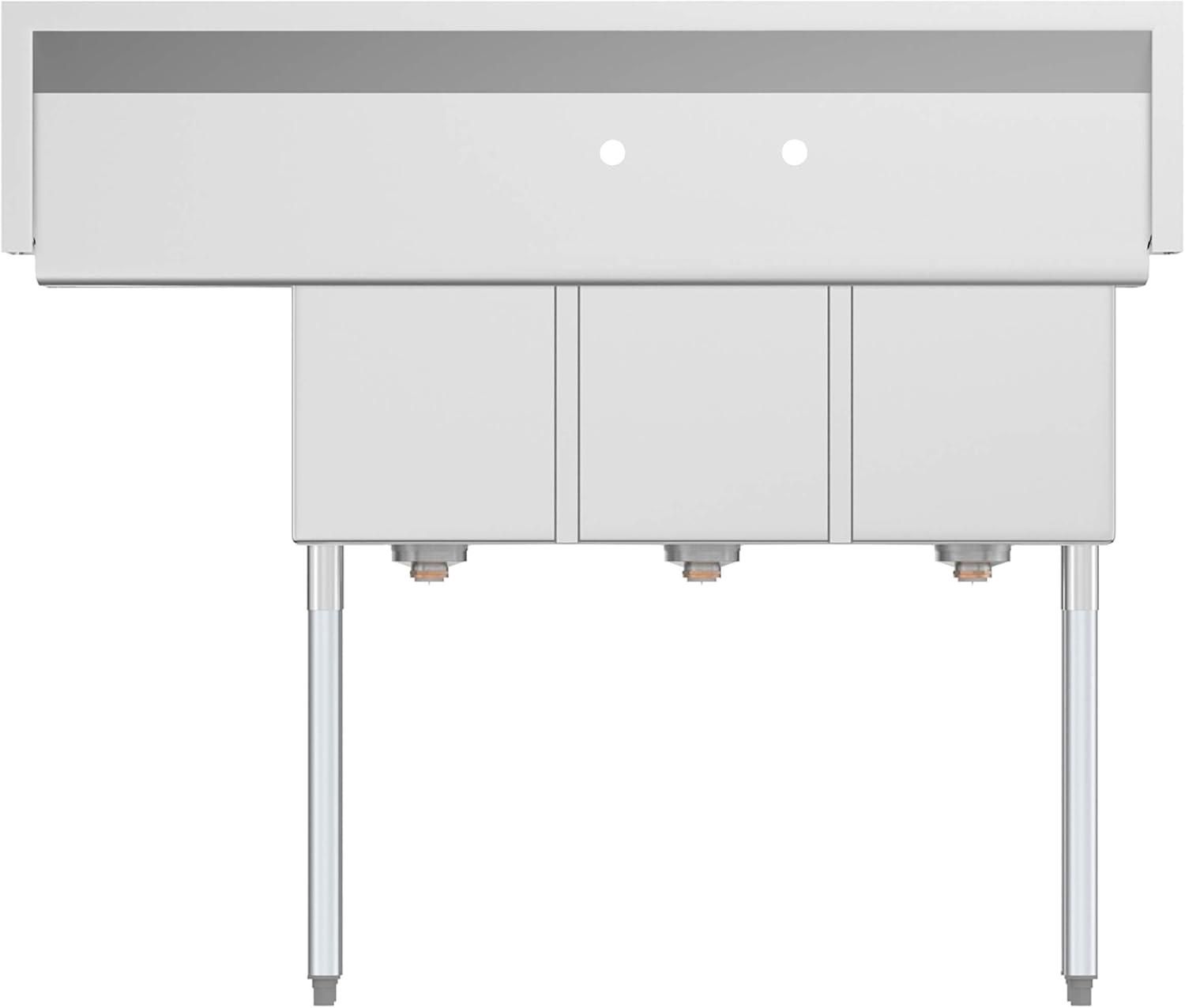 Stainless Steel 3-Compartment Commercial Sink with Right Drainboard