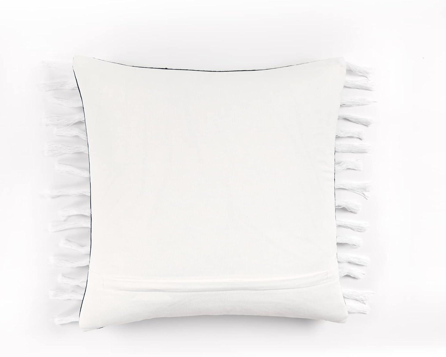 20"x20" Oversize Linear Family-Friendly Cotton Pillow Cover with Tassel - Lush Décor