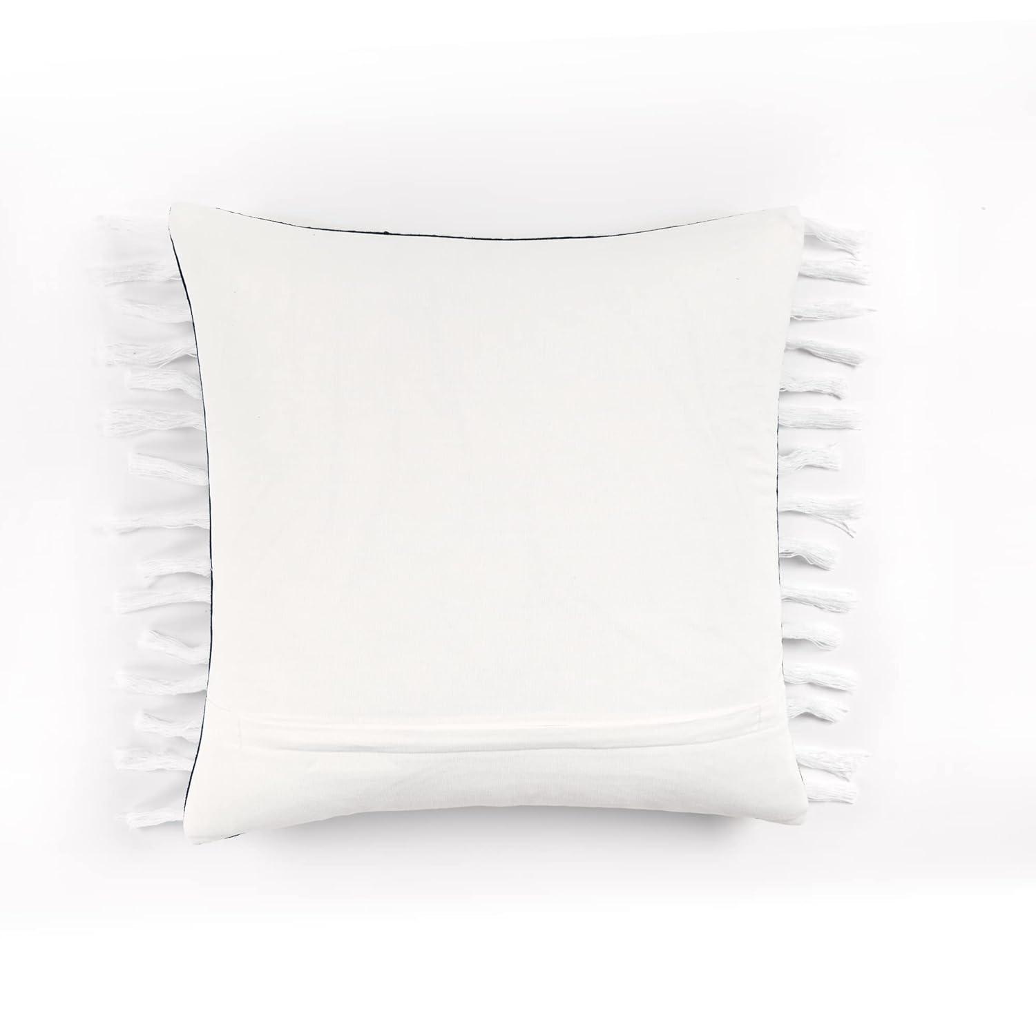 20"x20" Oversize Linear Family-Friendly Cotton Pillow Cover with Tassel - Lush Décor