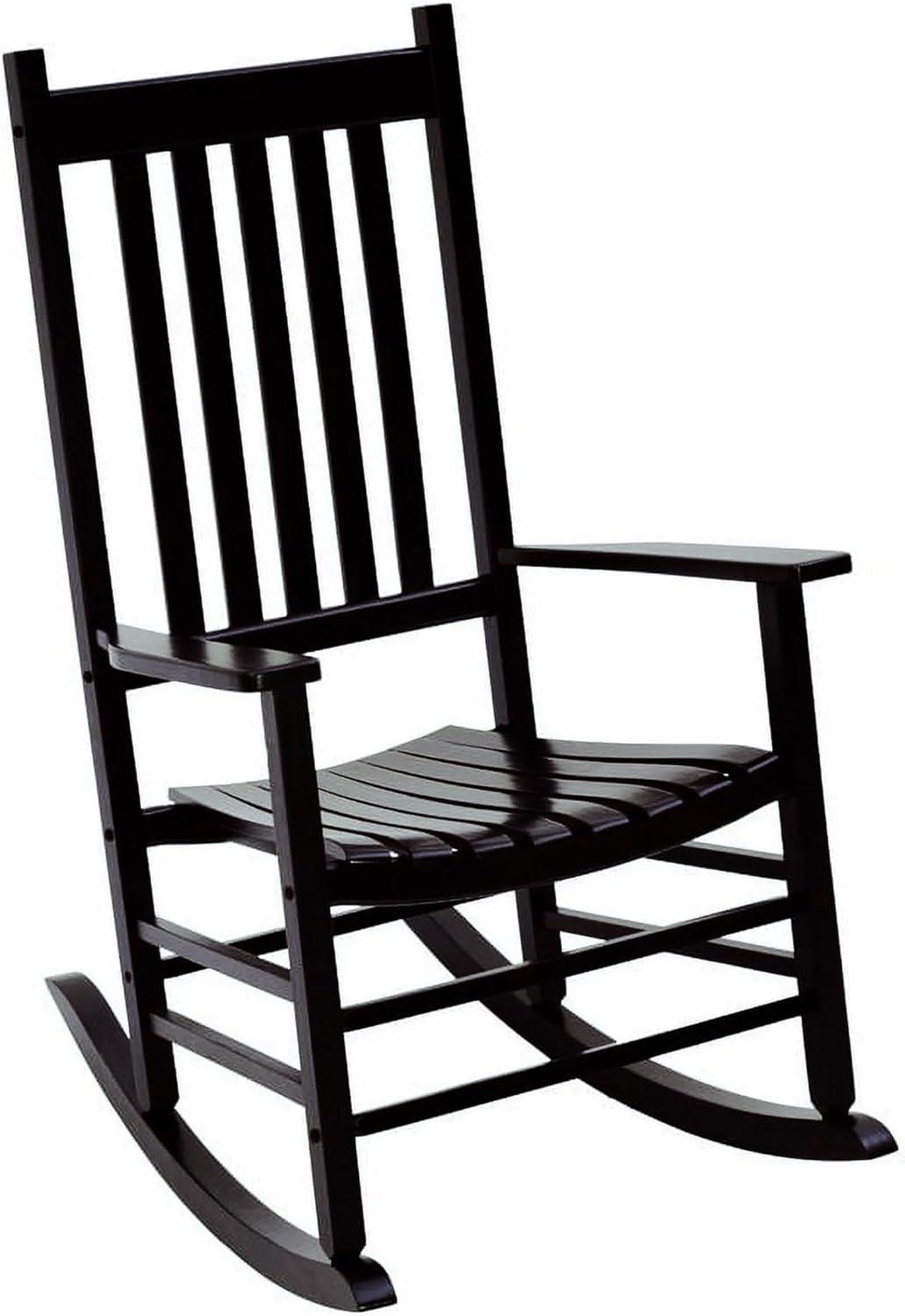 Jack Post Knollwood Mission Style Outdoor High Gloss Hardwood Rocker Chair with Slat Back Design, for Porch, Patio, Lawn, or Garden, Black