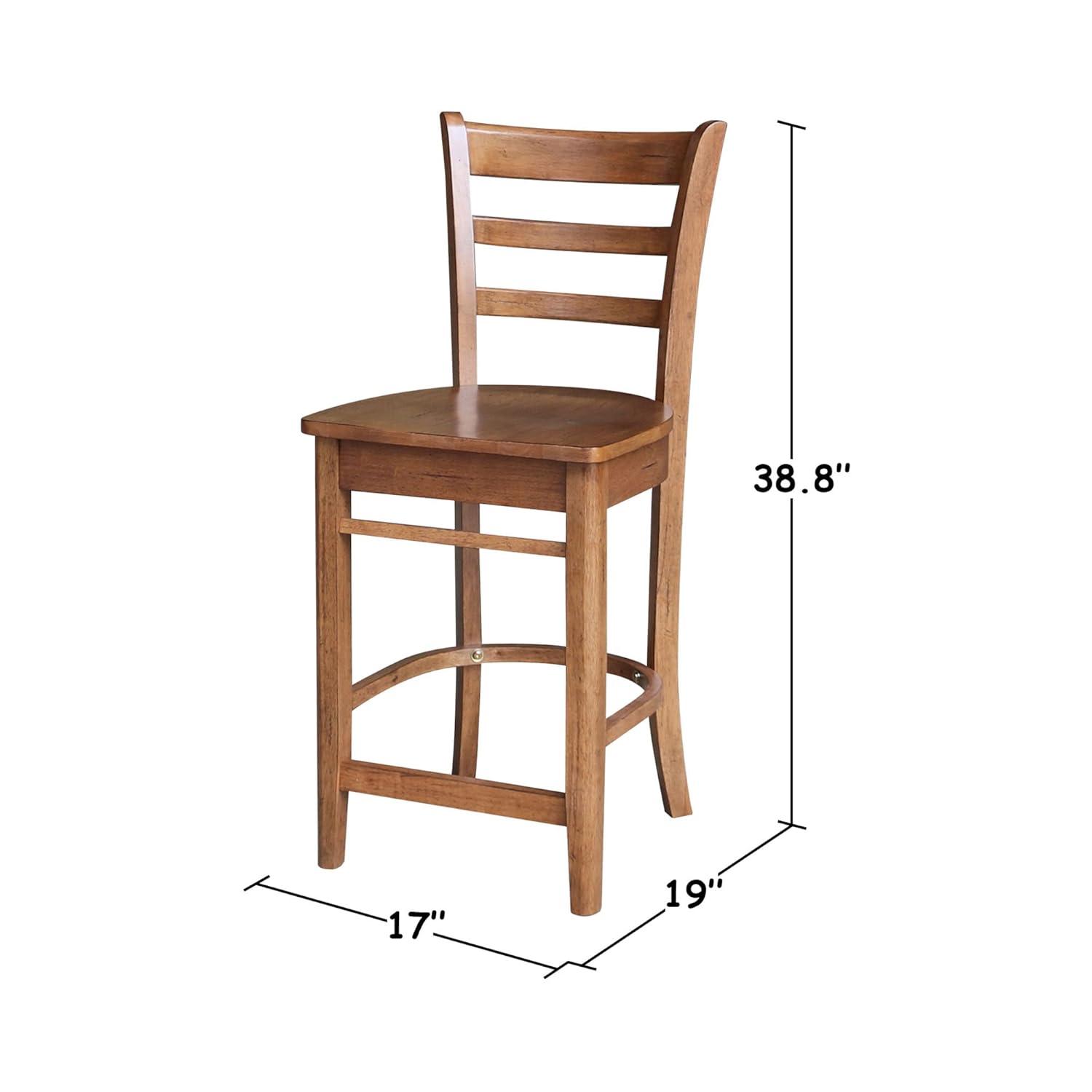 International Concepts 24" Emily Counter Height Barstool Distressed Oak: Hardwood Frame, Ladder-Back Design